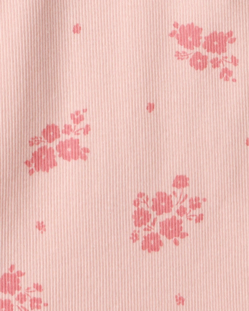 Toddler Girl Floral Cotton Ruffle Long-Sleeve Top - Pink