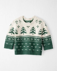 Baby Organic Cotton Evergreen Fair Isle Sweater