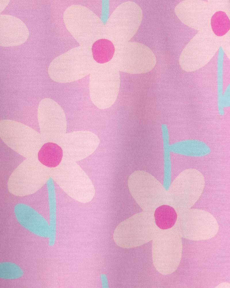 Toddler Girl Floral Short-Sleeve Loose Fit 2-Piece Pajama Set - Pink