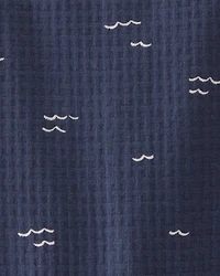 Baby Textured Organic Cotton Romper in Waves