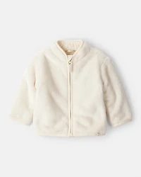 Baby Girl Sherpa Zip-Up Jacket - Ivory