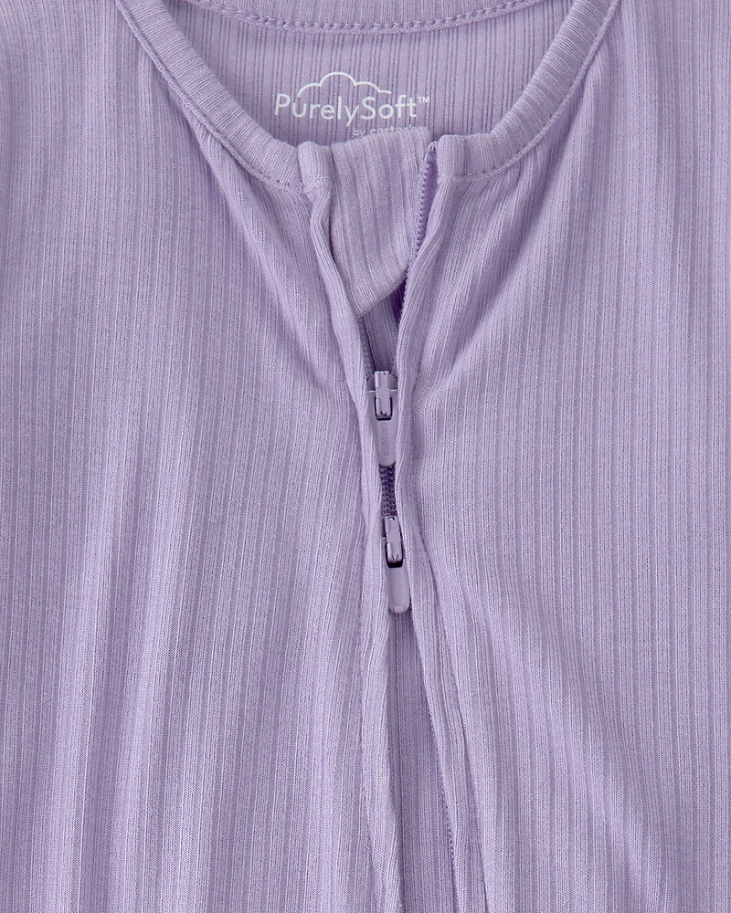 Baby Girl 2-Way Zip PurelySoft Sleep & Play Pajama - Purple