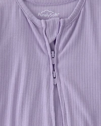 Baby Girl 2-Way Zip PurelySoft Sleep & Play Pajama - Purple