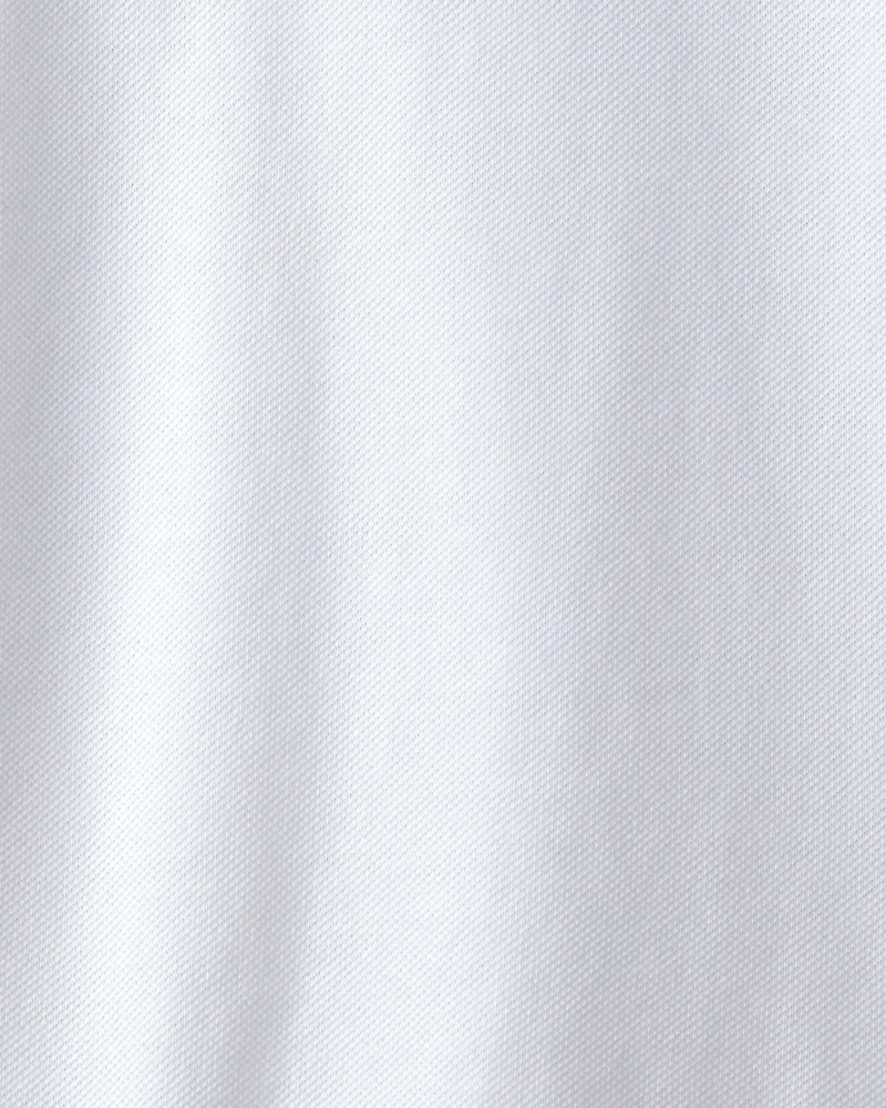 Boys Uniform Piqué Long-Sleeve Polo Shirt - White