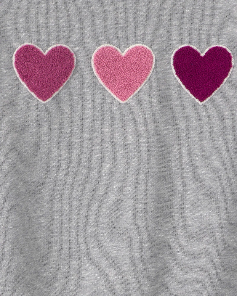 Girls Heart French Terry Top - Grey