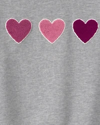Girls Heart French Terry Top - Grey