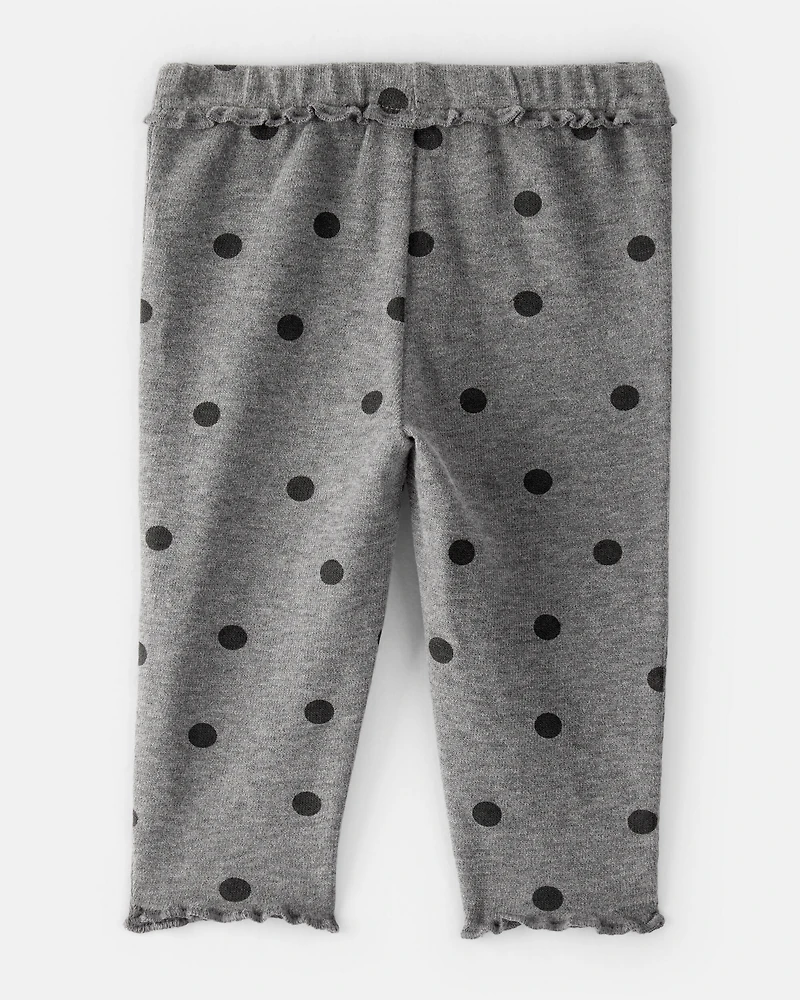 Baby Girl Flutter-Waist Polka Dot Pants - Grey