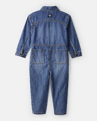 Toddler Denim Long-Sleeve Jumpsuit - Blue