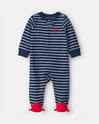 Baby Boy Lobster 2-Way Zip 100% Cotton Sleep & Play Pajama - Blue