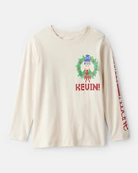 Kid Christmas Home Alone Long-Sleeve Graphic Tee - Cream