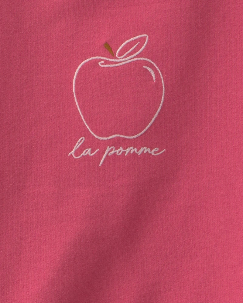 Girls 2-Piece Apple French Terry Long-Sleeve Top & Skort Set - Pink