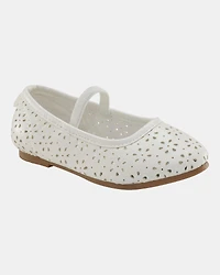 Toddler Floral Ballet Flats - White