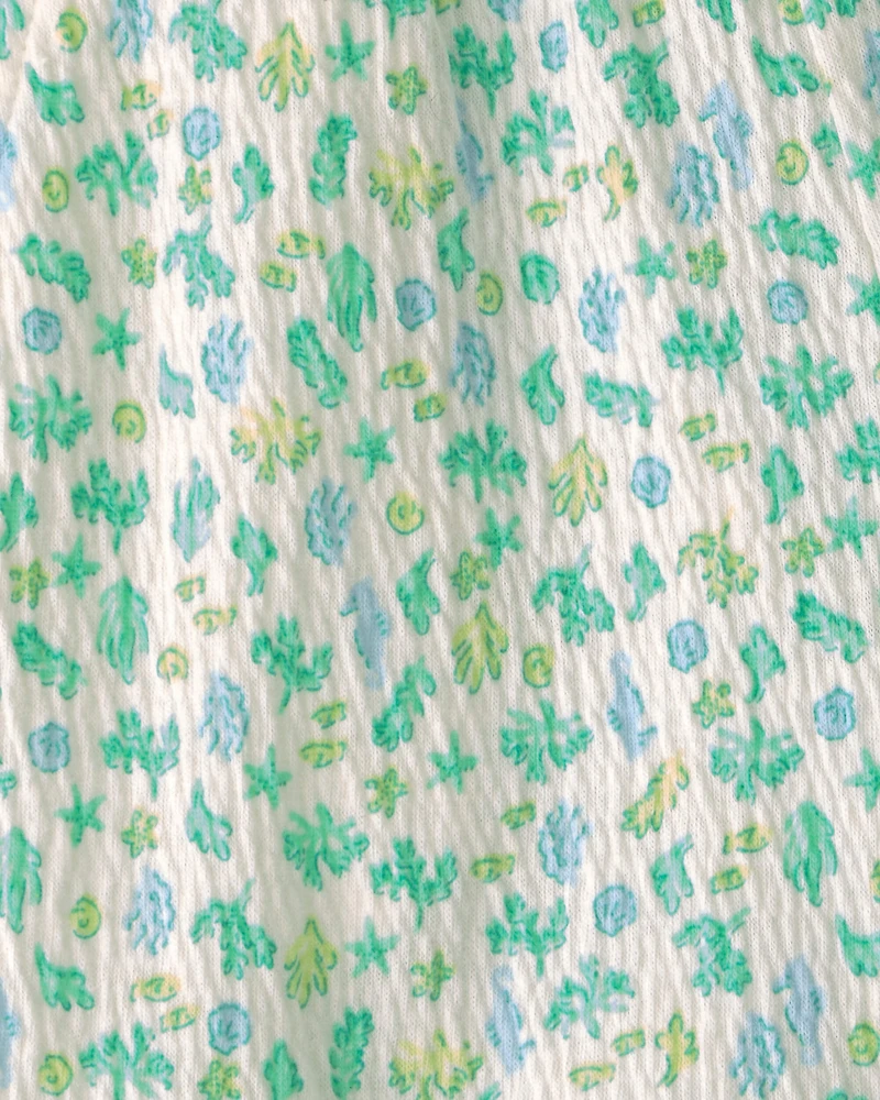 Toddler Girl Ruffle-Trim Floral Shorts - Green