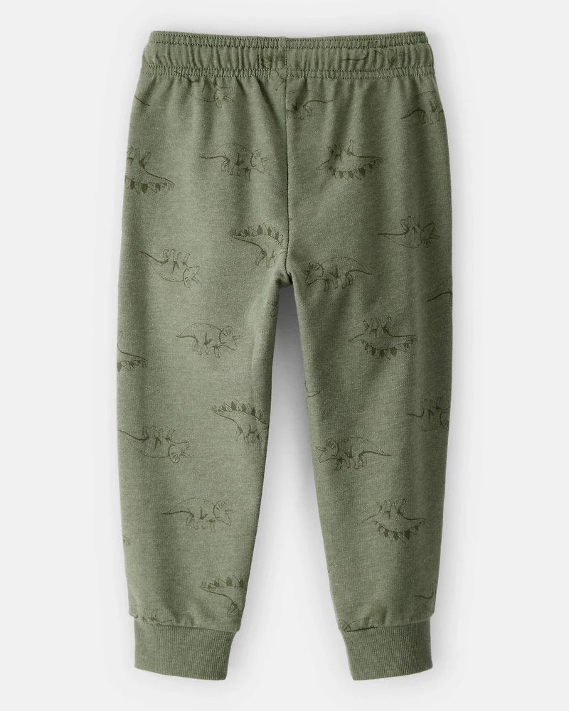 Toddler Boy Dinosaur French Terry Jogger - Green
