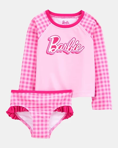 Toddler Girl Barbie™ 2-Piece Rashguard Swimsuit Set - Pink