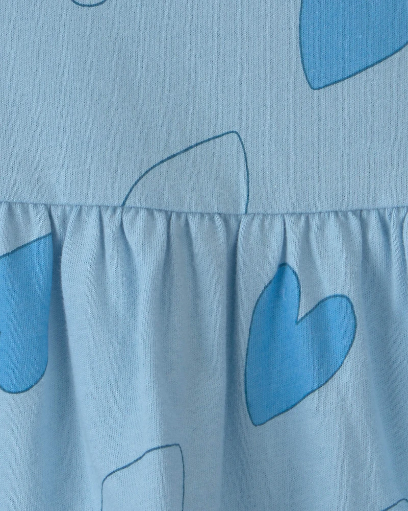 Baby Girl Heart Short-Sleeve Dress - Blue