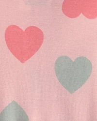 Toddler Girl 1-Piece Hearts 100% Cotton Snug Fit Footed Pajama - Pink