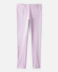 Girls 100% Cotton Pull-On Stretch Leggings - Purple