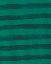 Toddler 1-Piece Striped Snowman 100% Cotton Snug Fit Footed Pajama - Green