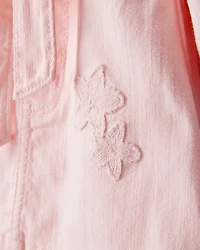 Baby Girl Embroidered Cotton Long-Sleeve Dress - Pink