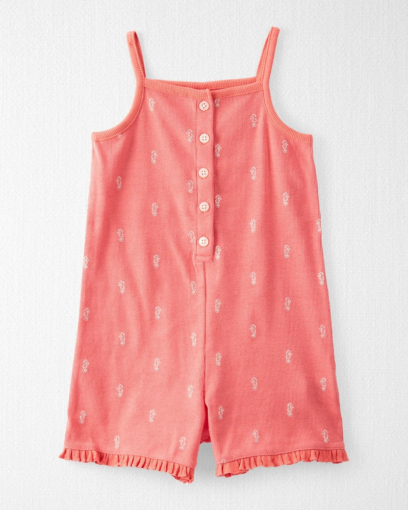 Toddler Organic Cotton Knit Romper in Seahorse Print