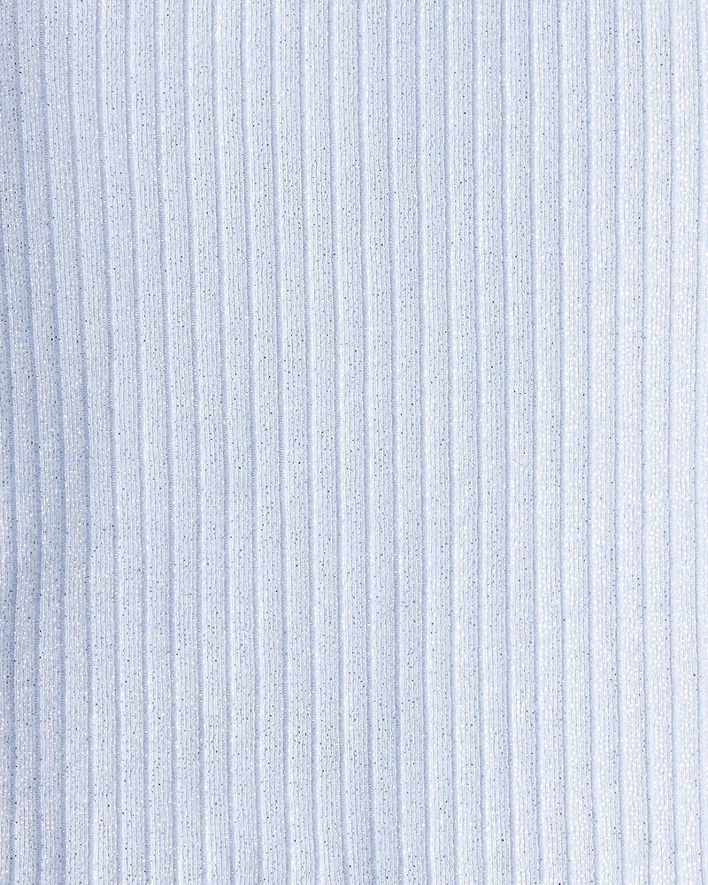 Baby Girl Shimmer Rib Mock Neck Top - Blue