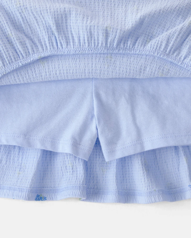 Toddler Girl 2-Piece Floral Top & Skort Set - Blue