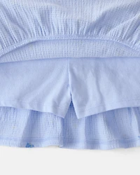 Toddler Girl 2-Piece Floral Top & Skort Set - Blue