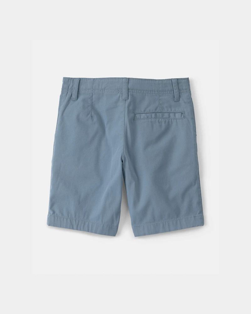 Boys Twill Flat-Front Shorts - Blue