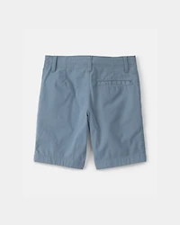 Boys Twill Flat-Front Shorts - Blue