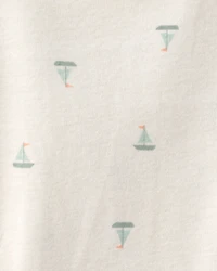 Baby 2-Piece Sailboat Overall Set - Green/Ivory