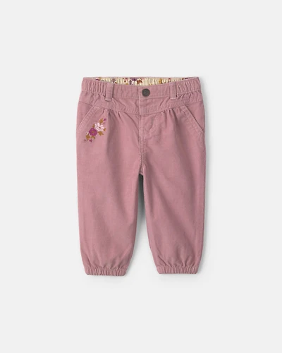 Baby Girl Floral Corduroy Baggy Pants - Purple