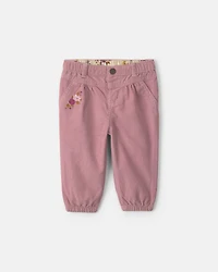 Baby Girl Floral Corduroy Baggy Pants - Purple