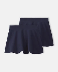 Toddler Girl 2-Pack Uniform Ponte Skort - Navy