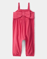 Baby Bow Gauze Jumpsuit - Pink