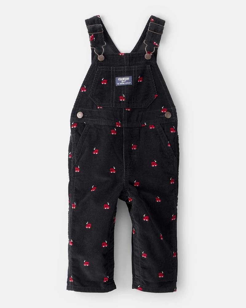 Baby Train Corduroy Overalls - Black