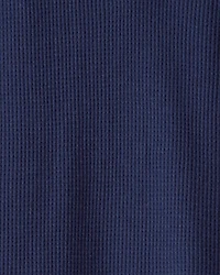 Boys Stripe Thermal Long-Sleeve Henley T-Shirt - Navy