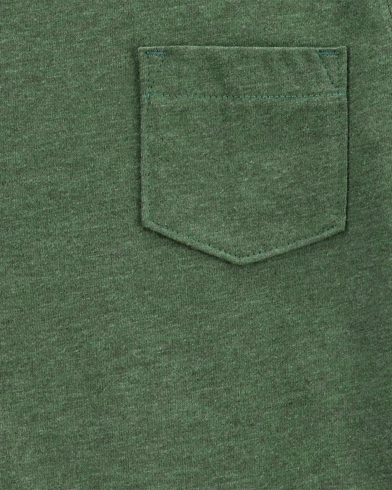 Baby Solid Short-Sleeve Pocket Tee - Dark Green