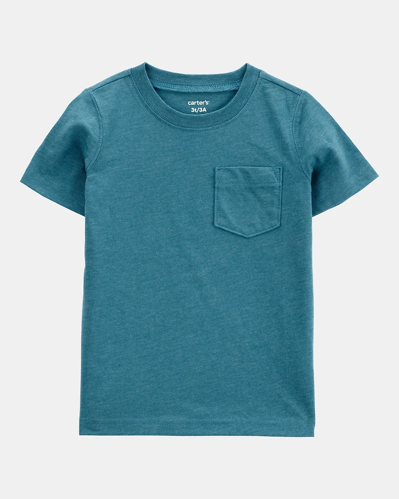 Toddler Solid Short-Sleeve Pocket Tee - Teal
