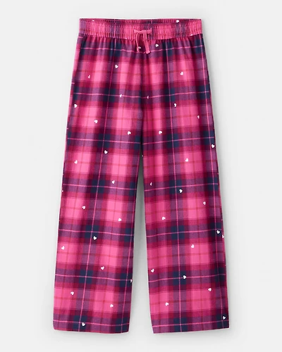 Girls Flannel Plaid Bottoms - Pink