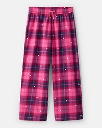 Girls Flannel Plaid Bottoms - Pink