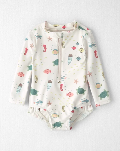 Baby Girl Recycled Rashguard Swimsuit in Under the Sea