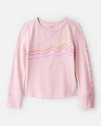 Girls Active Rib Long-Sleeve Top - Pink