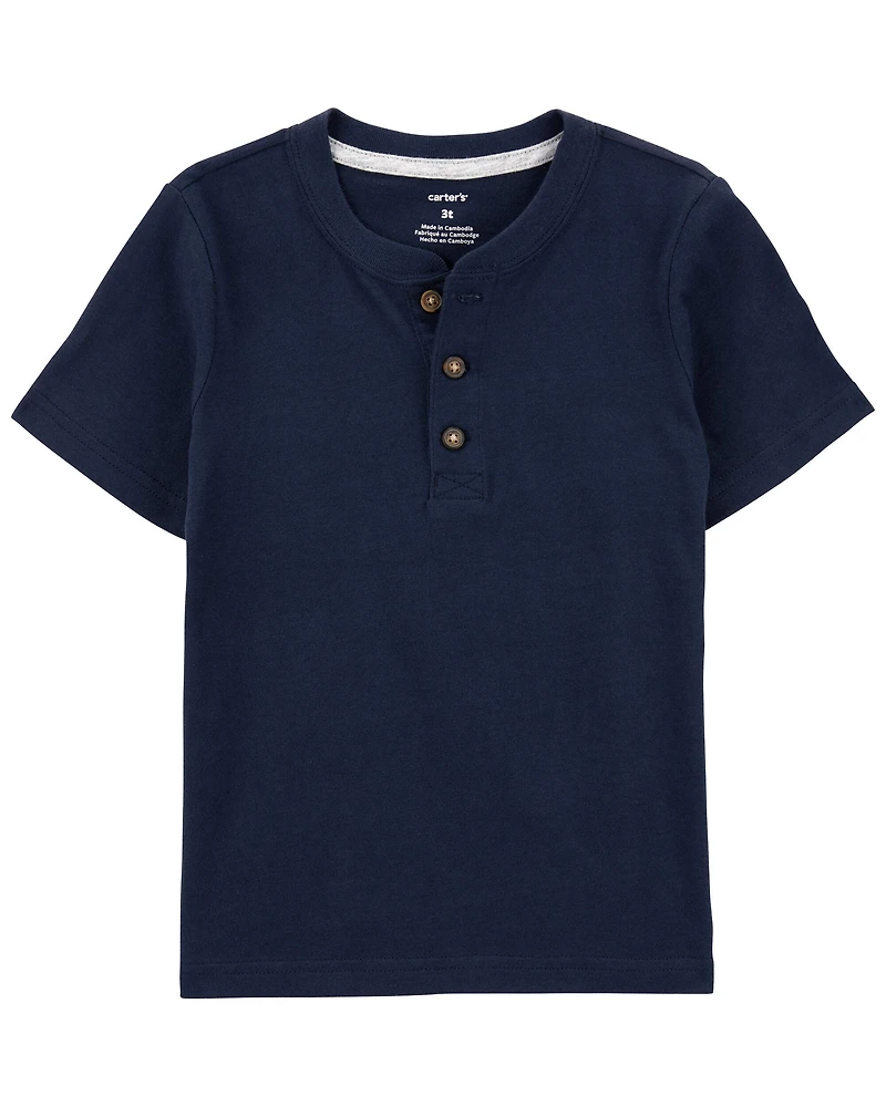 Baby Boy Short-Sleeve Henley Tee - Navy