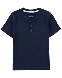 Baby Boy Short-Sleeve Henley Tee - Navy