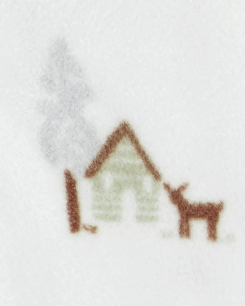 Baby Boy Barn Print Fleece Sleep & Play Pajamas - White