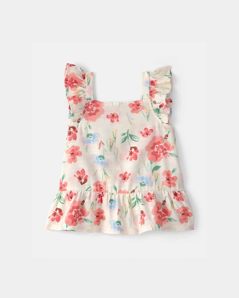Toddler Girl 2-Piece Floral Top & Pant Set - White
