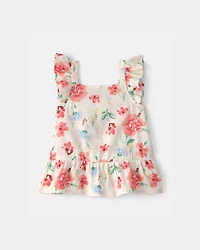 Toddler Girl 2-Piece Floral Top & Pant Set - White