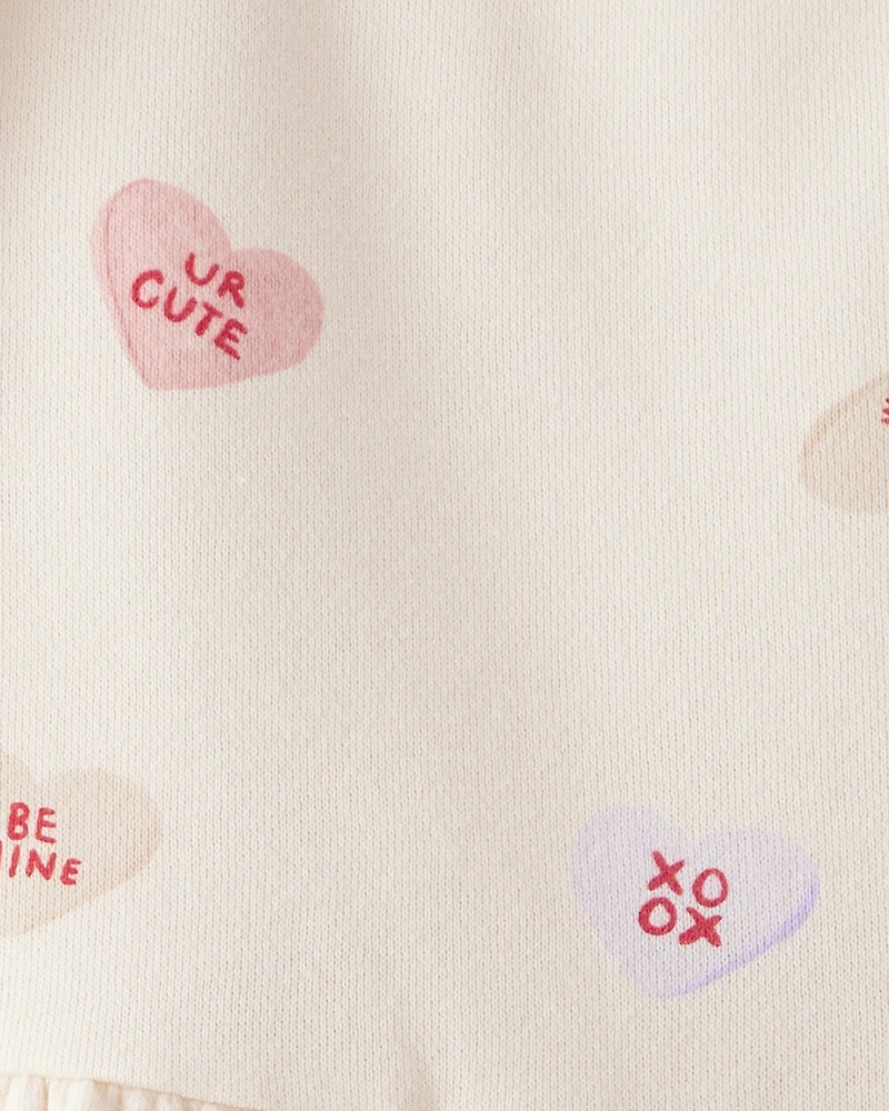 Toddler Girl DayDream Fleece Valentine's Day Heart Dress - Ivory
