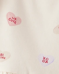 Toddler Girl DayDream Fleece Valentine's Day Heart Dress - Ivory